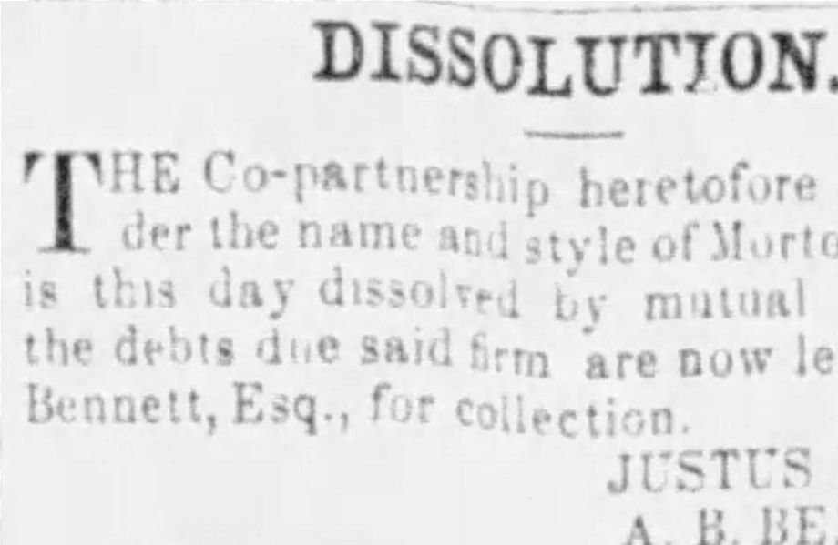4.	 Source : The Brant Expositor, May 15, 1857, p. 3. Dissolution de la firme Morton & Bennett en date du 1er mai 1857, une date jusqu’alors inconnue. Mais leur production à la Brantford Pottery avait cessé dès janvier 1857.