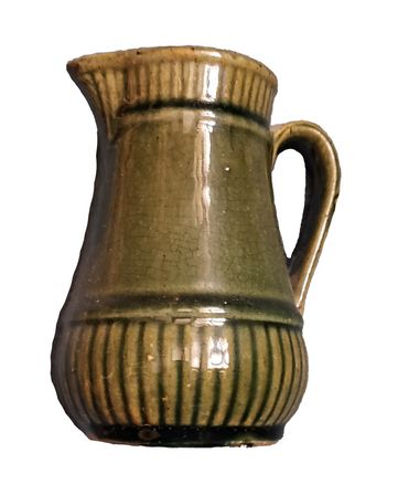 Crémier de la Brantford Stoneware Co, sans marque du fabricant, années 1880 et peut-être 1890 (Webster  p. 77)