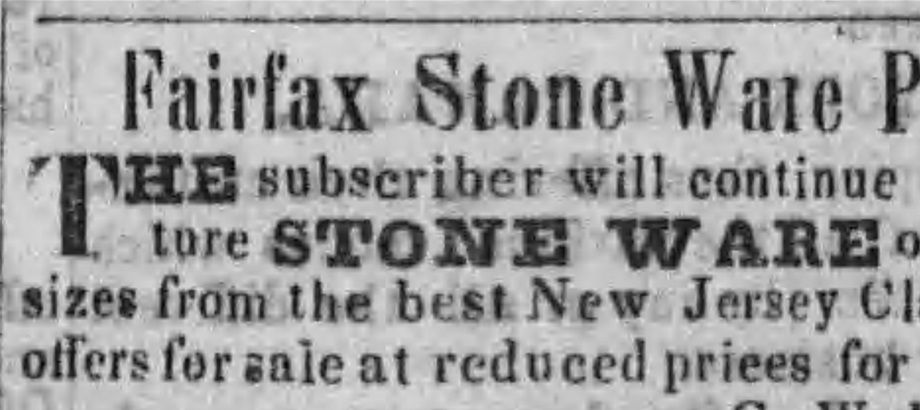 2.	Annonce du St Albans Weekly Messenger, datée du 25 juillet 49 et qui parait encore en mai 1850, faisant référence à l’argile du New Jersey.