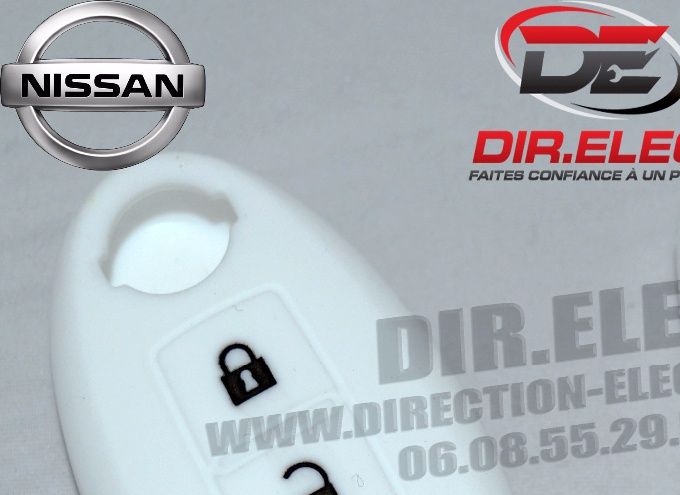HOUSSE ETUI TELECOMMANDE CLE NISSAN 3 BOUTONS BLANC