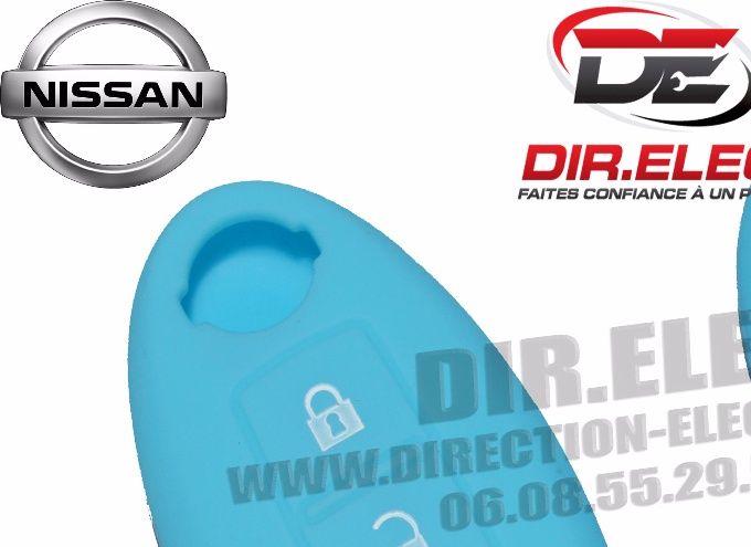 HOUSSE ETUI TELECOMMANDE CLE NISSAN 3 BOUTONS BLEU