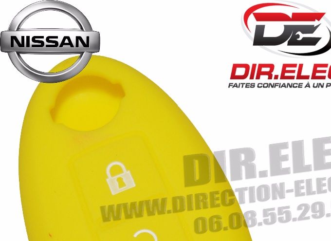 HOUSSE ETUI TELECOMMANDE CLE NISSAN 3 BOUTONS JAUNE