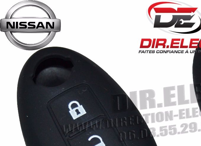 HOUSSE ETUI TELECOMMANDE CLE NISSAN 3 BOUTONS NOIR