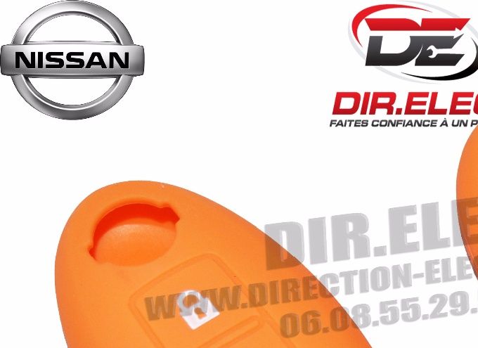HOUSSE ETUI TELECOMMANDE CLE NISSAN 3 BOUTONS ORANGE