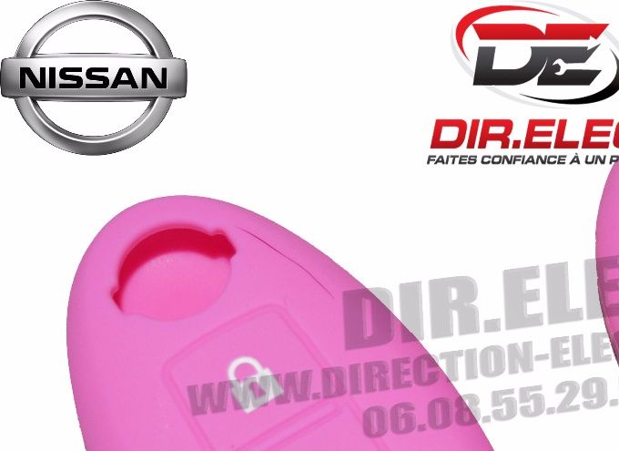 HOUSSE ETUI TELECOMMANDE CLE NISSAN 3 BOUTONS ROSE