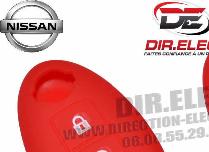 HOUSSE ETUI TELECOMMANDE CLE NISSAN 3 BOUTONS ROUGE