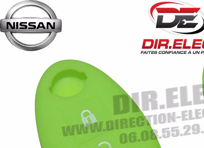HOUSSE ETUI TELECOMMANDE CLE NISSAN 3 BOUTONS VERT PHOSPHORESCENT