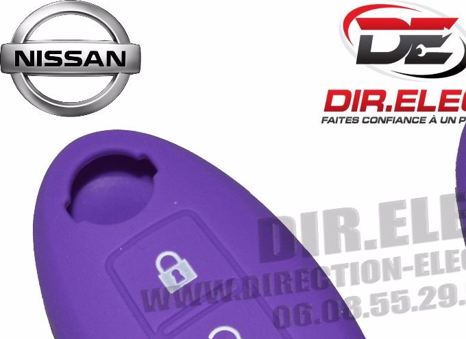 HOUSSE ETUI TELECOMMANDE CLE NISSAN 3 BOUTONS VIOLET