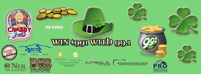 DNR Outdoor Power Equipment has teamed up with The New 99.1 FM CKXS in Wallaceburg to give away $991.00 on St. Paddy's Day. Stop in at the store to fill out your ballot to be qualified for the draw
