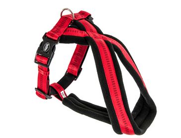 Hondenharnas nylon Soft Grip Comfort rood of zwart.