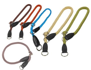 Leiband + halsband nylon rond+leder .(Nobby)