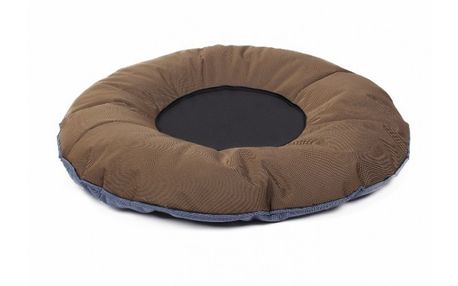 Hondenkussen Beau & Bess Rond 90x90cm Waterproof. Bruin-Blauw . 