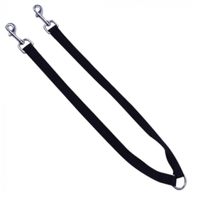 TOPMAST KOPPELLIJN - ZWART - DUURZAAM NYLON - VOOR 2 HONDEN - DIVERSE 