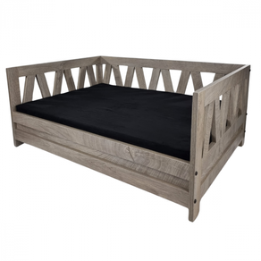 TOPMAST HOUTEN HONDENMAND BALI - 95 X 49 X 44 CM - WEATHERED GREY - IN