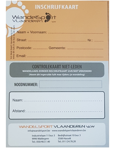 Inschrijfkaart voorbeeld