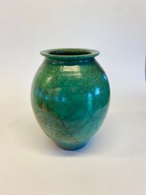 Gulvvase raku grøn - 29 cm.