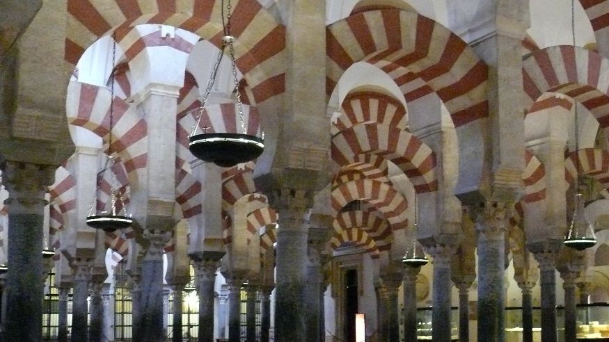 The pillars within the mosque/cathedral