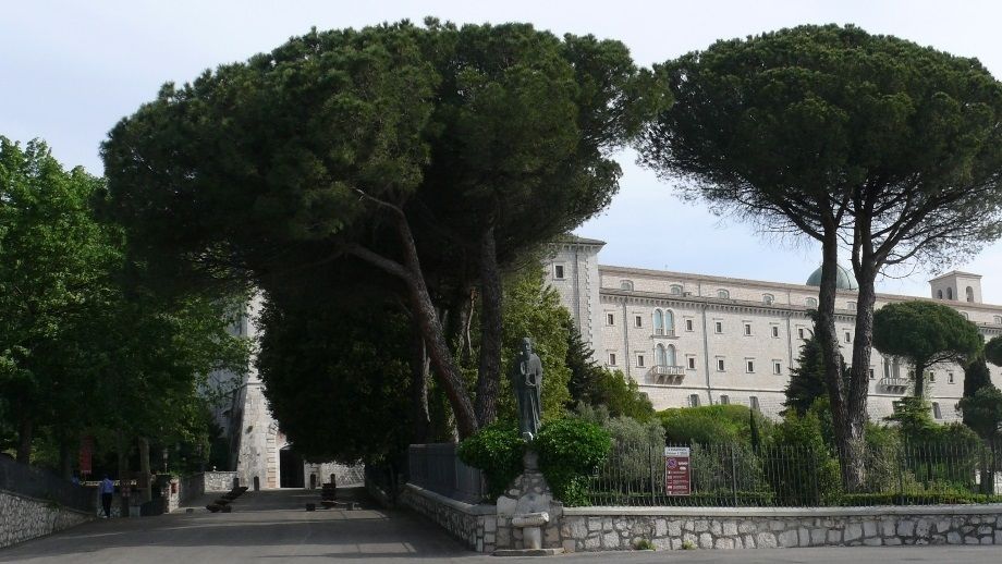 The exterior of Monte Cassino Abbey from the car park