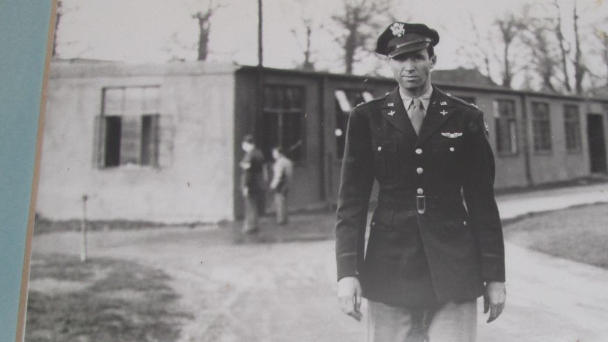 Jimmy Stewart on his way back from the officers club