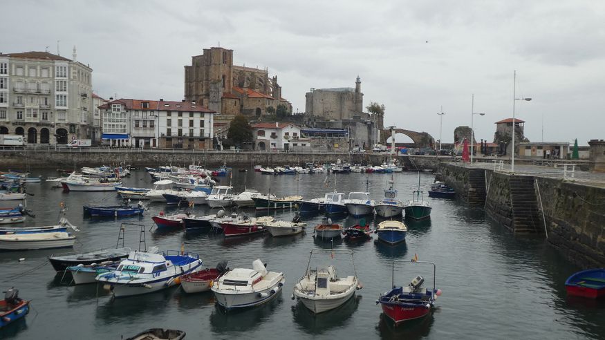 The church and castle, now a lighthouse, in the background