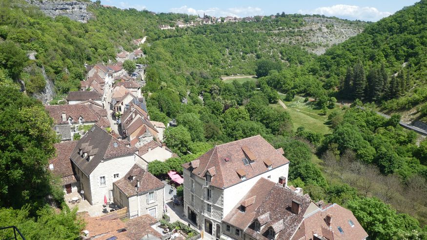The medieval town below