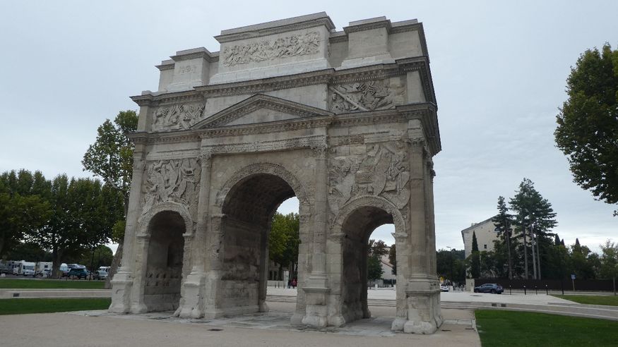 The Arc de Triumph (the motorhome parking can be seen in the background).