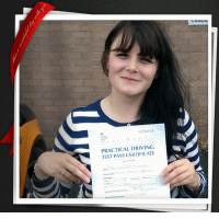 Liza passing her driving test