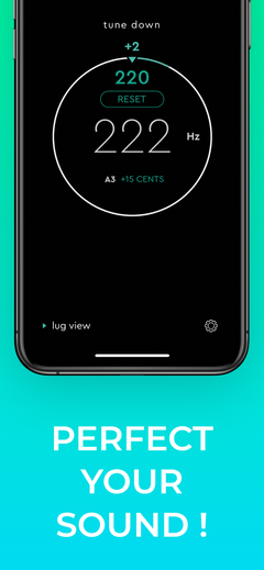 drum tuner EZ - drum tuning app for Android & iOS - Scale Tuner screen, detcting the differnece with the tuning target and the lug pitch so that the drum head can be fine-tuned