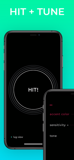 drum tuner EZ - drum tuning app for Android & iOS - Scale Tuner screen, screens overview with the settings and the hit screen