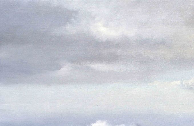 Det bryt over skjær. 46x70 cm. Olje på Classon 77AC lerrete.