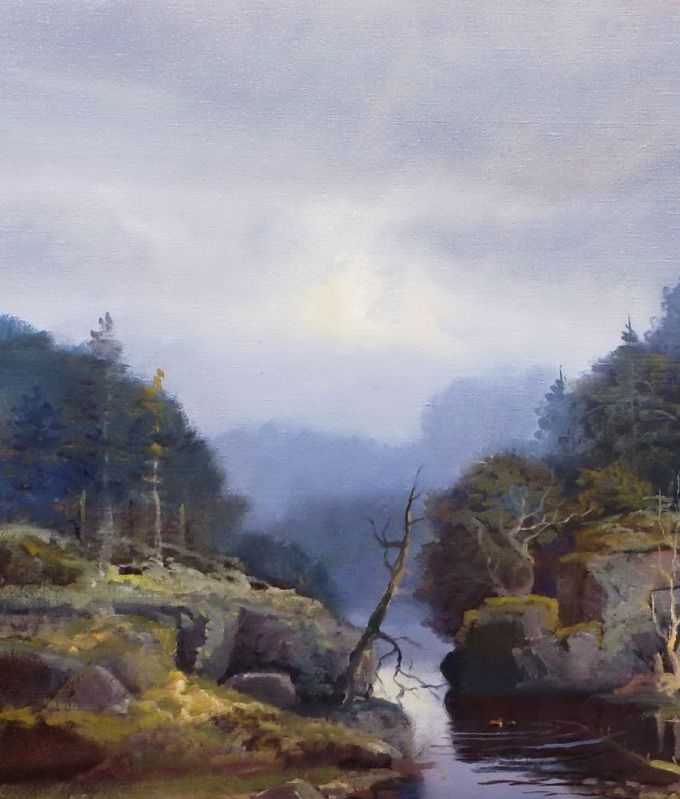 Skogsbekk. 70x60cm. Oil on linencanvas. Classon AC.