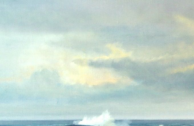 Strond i soloppgang.60x100cm.Olje på linlerrete. MMXIX.II