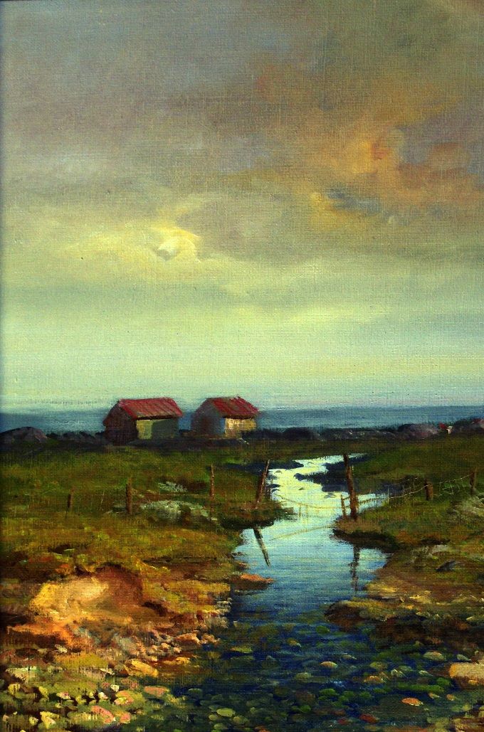 Stille bekk i stranda 60x40 cm