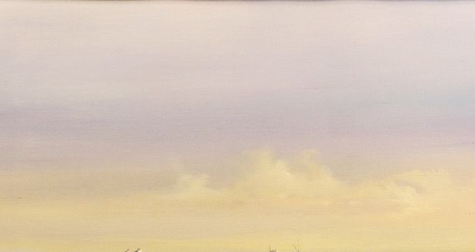 Kveldstemning på Jæren i gamal tid. 40x70cm