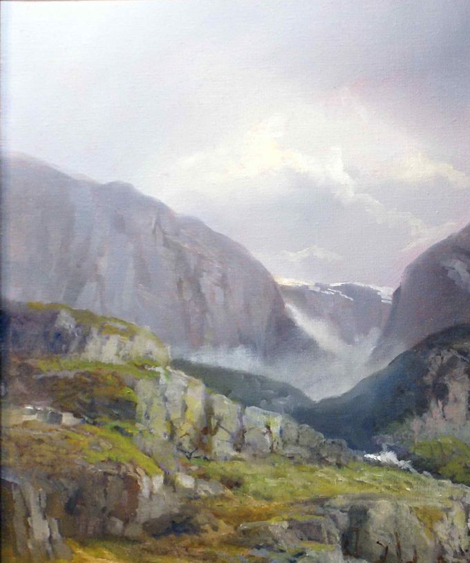 Vestland. 70x80 cm.  Olje på Claessen lerrete. Rembrandt og Beckers farger.