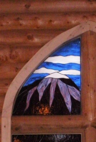 One of the stained glass windows in the church.