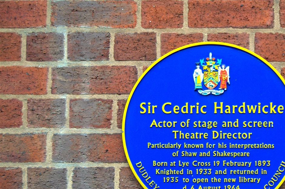 Blue plaque for Cedric Hardwicke on Library wall