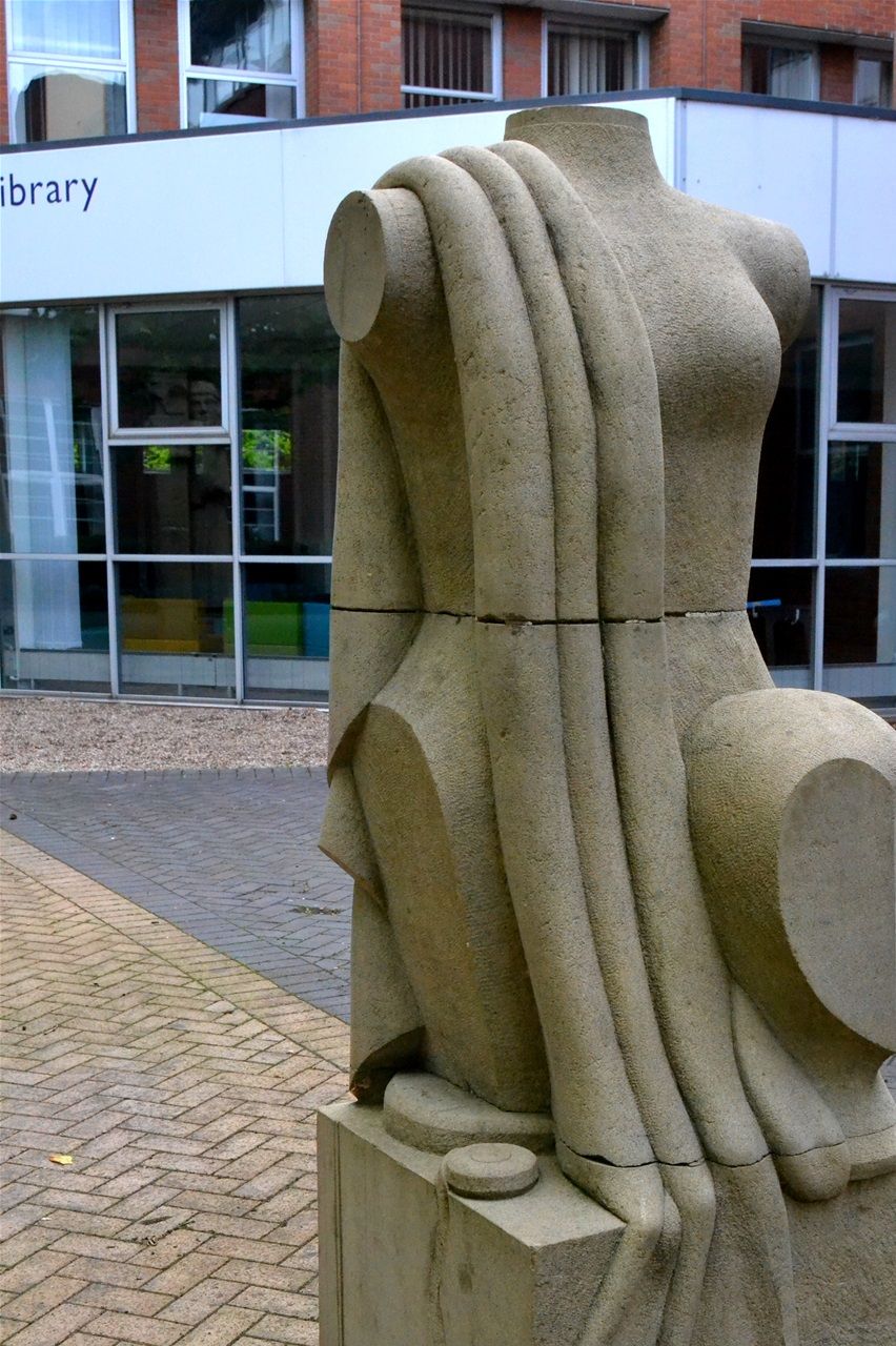 The Broadway. In courtyard of College Objects of technology in York stone designed by Steve Field, sculpted by John Vaughan