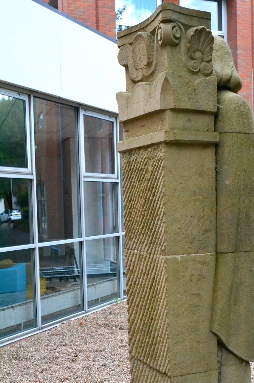 The Broadway. In courtyard of College Objects of technology in York stone designed by Steve Field, sculpted by John Vaughan