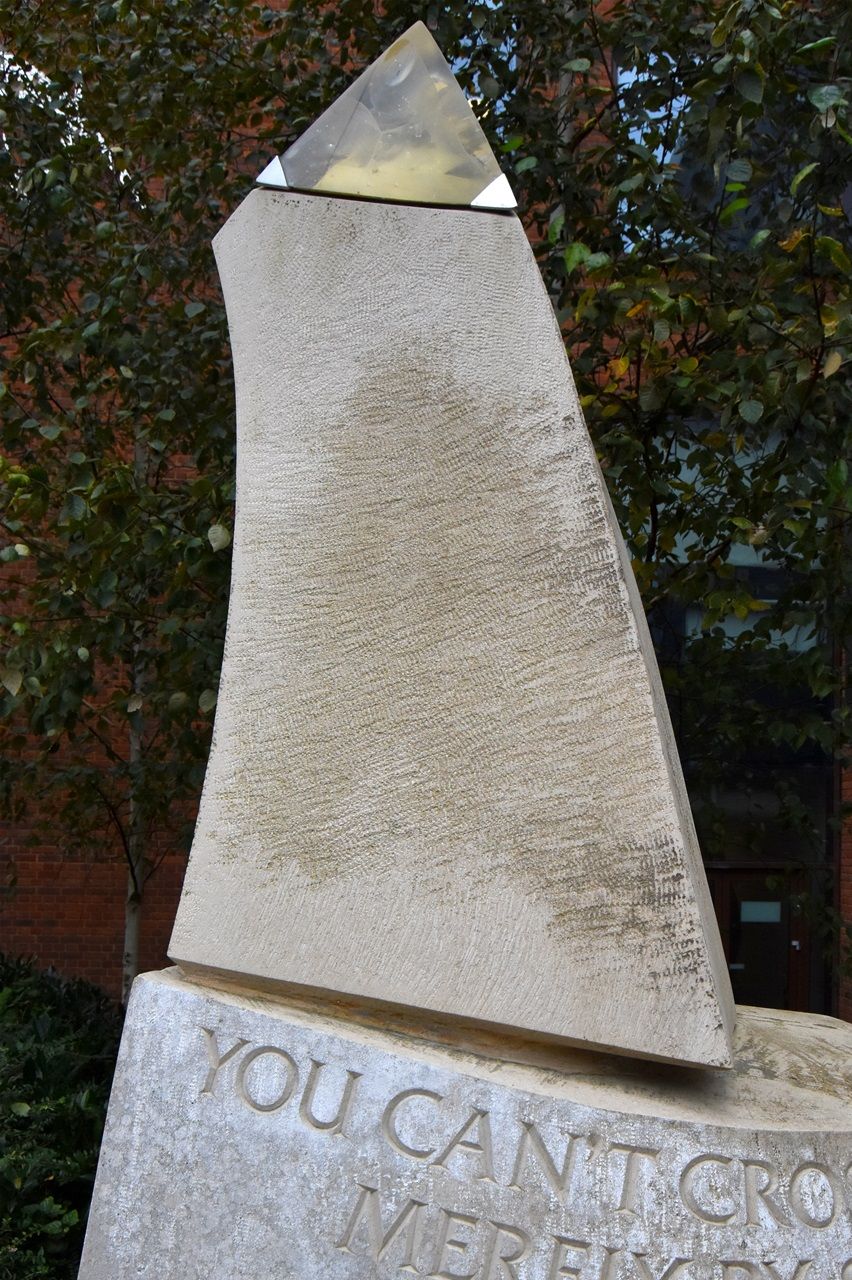 Obelisk with poem by Tagore, designed and carved John Vaughan 2019