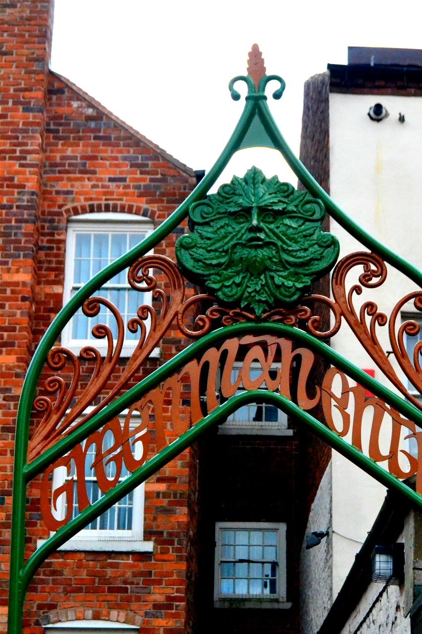 Green man entry. designed by Steve Field, fabricated by Robert Foxall Colley, mask modelled by John McKenna