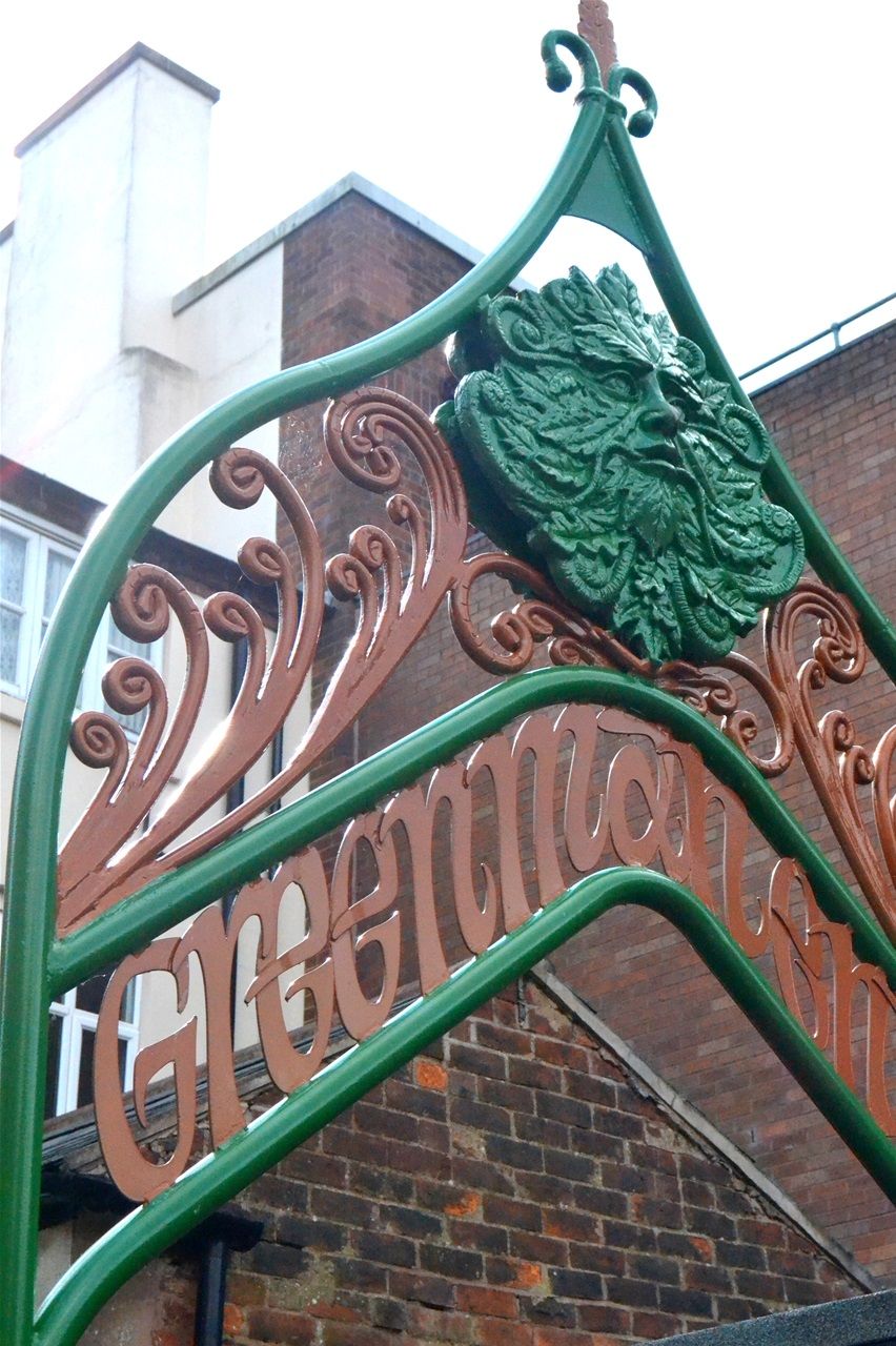 Green man entry. designed by Steve Field, fabricated by Robert Foxall Colley, mask modelled by John McKenna