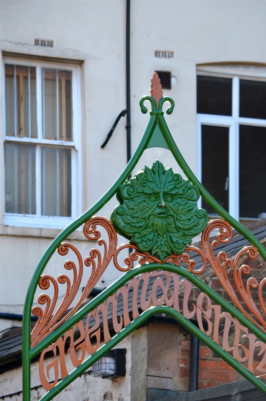 Green man entry. designed by Steve Field, fabricated by Robert Foxall Colley, mask modelled by John McKenna