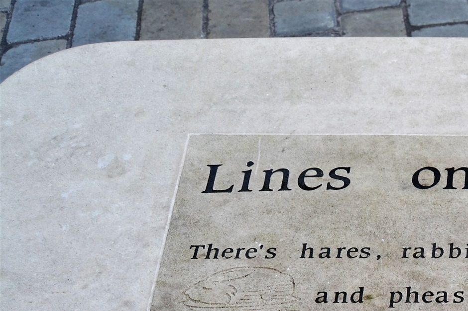 Ben Boucher poem 'Lines on Dudley Market' designed by Steve Field in Portland stone