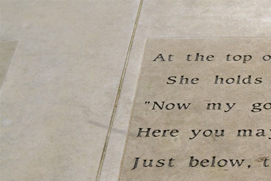 Ben Boucher poem 'Lines on Dudley Market' designed by Steve Field in Portland stone