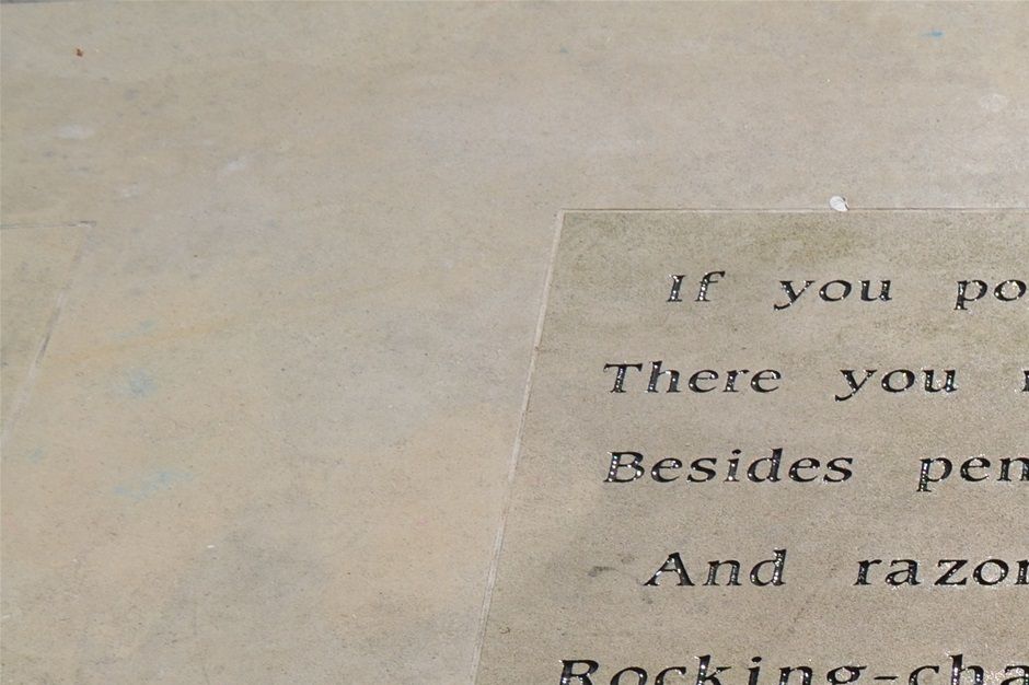 Ben Boucher poem 'Lines on Dudley Market' designed by Steve Field in Portland stone