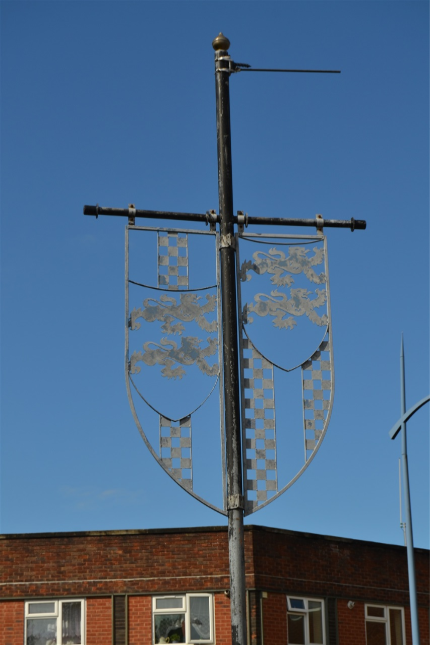 King St, Heraldic coats or arms of former owners of the castle. Designed by Steve Field 1995