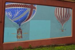 Balloon stencils, pedestrian underpass Lower High st