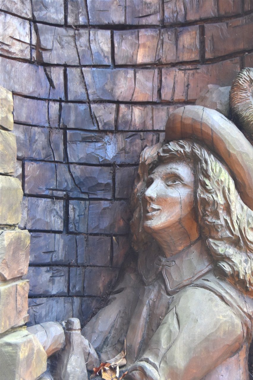 Wollascote park, Rupert. Designed Steve Field carved by Graham Jones in  Chestnut.