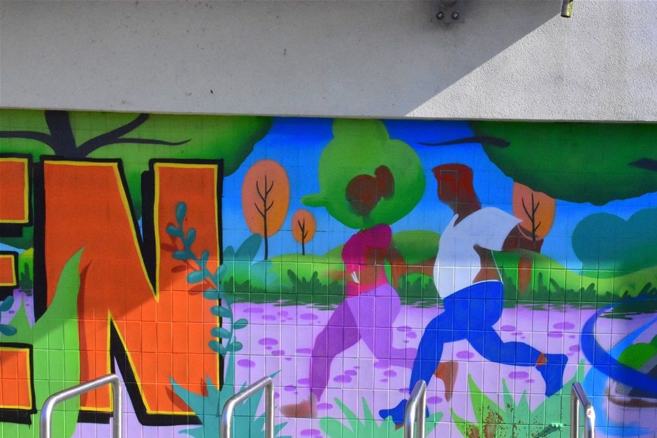 Bus station mural